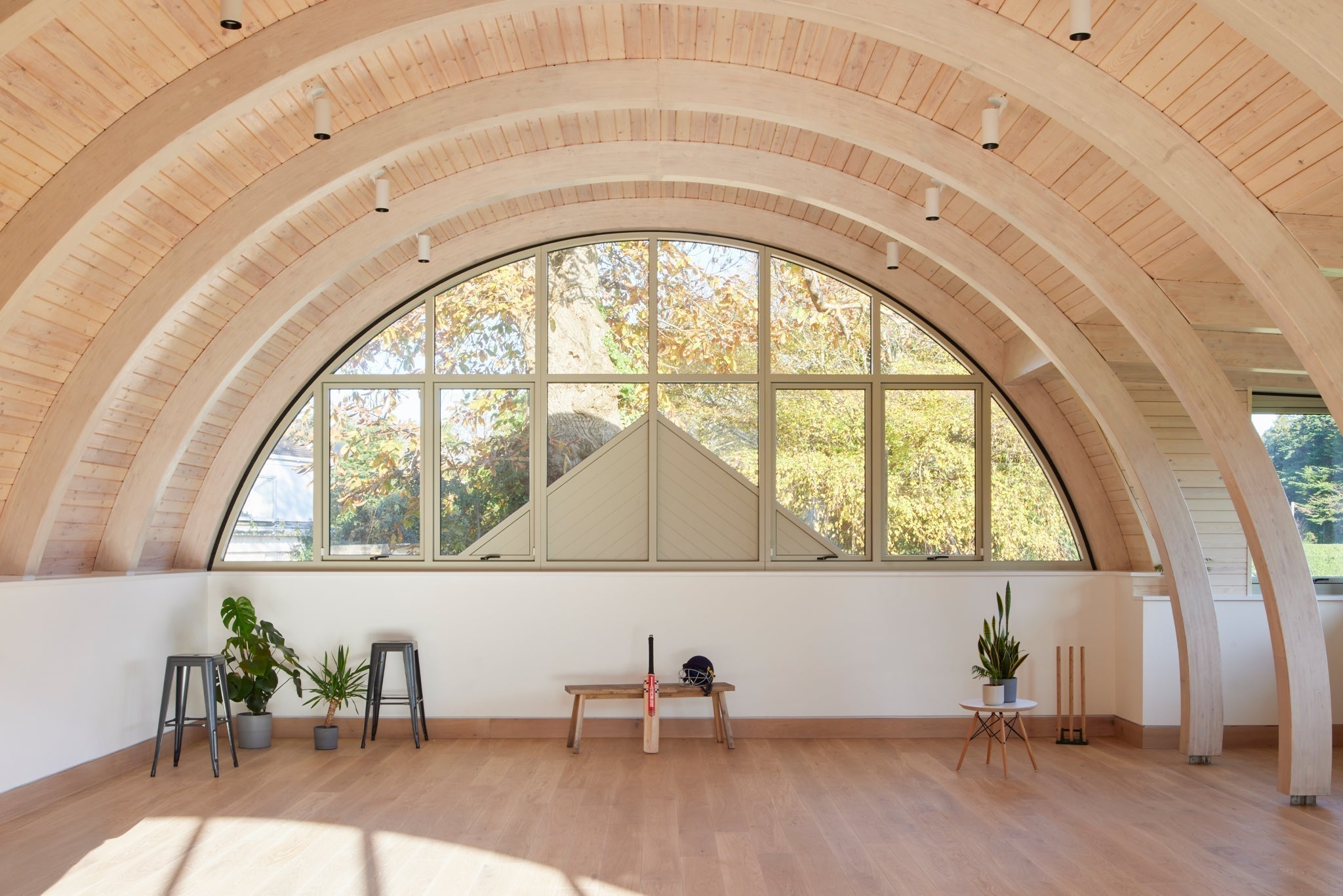 Cricket pavilion restored with alu-clad glazing