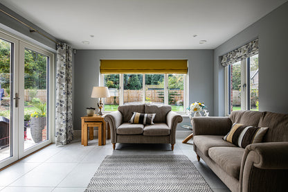 Internal view of a triple-glazed, aluminum-clad window in a traditional new build.